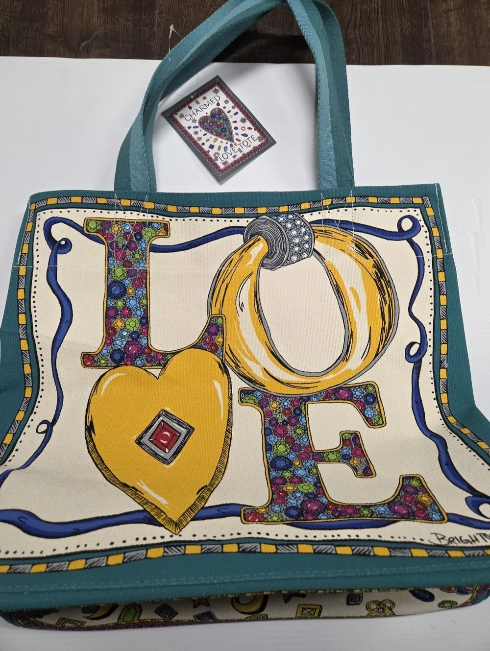 NEW Brighton Charmed Holiday Love Heart Canvas Tote Bag